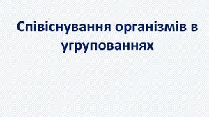 Співіснування організмів в угрупованнях