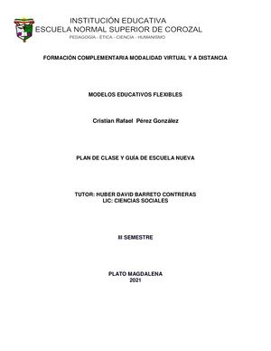 Planes de clase escuela nueva