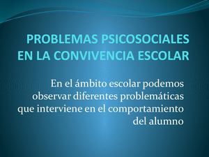 Problemas Psicosociales En La Convivencia Escolar