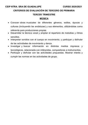 CRITERIOS 3ºEP MÚSICA 3º TRIMESTRE
