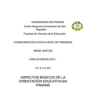 Aspectos Básicos De La Orientación Educativa Y Profesional En Panamá