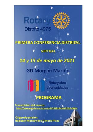 Distrito 4975 Programa Primera Conferencia Distrital Virtual