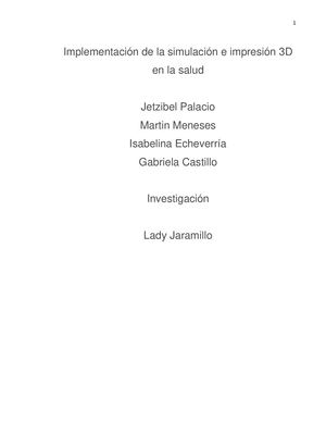 Implementación De La Simulación E Impresión 3d En La Salud Investigacion