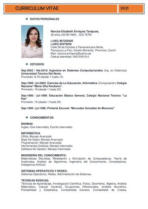 Curriculum Vitae Narciza Enriquez 13 04 2019