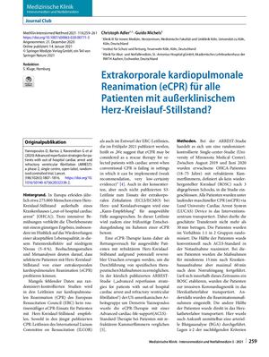 12 Extrakorporale Kardiopulmonale Reanimation (e CPR) Für Alle Patienten Mit Außerklinischem Herz Kreislauf Stillstand