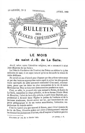 Ecoles Chrétiennes 1923-02