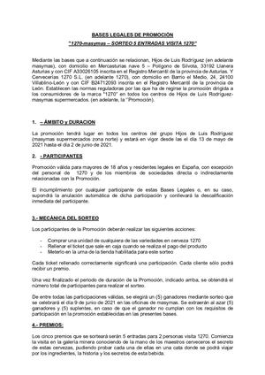 Bases Legales Sorteo Cerveza 1270