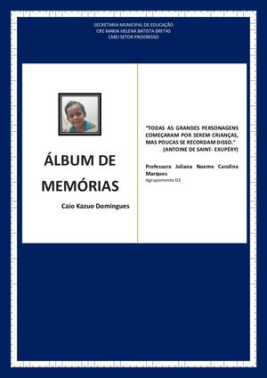 Album  de memória -  criança Caio Kazuo