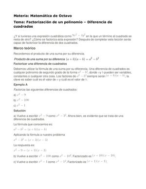 Diferencia De Cuadrados