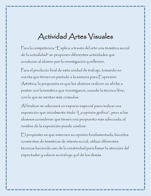 Actividad Artes Visuales Tercero