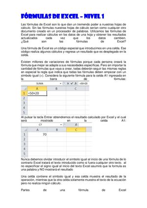 Fórmulas De Excel Nivel 1