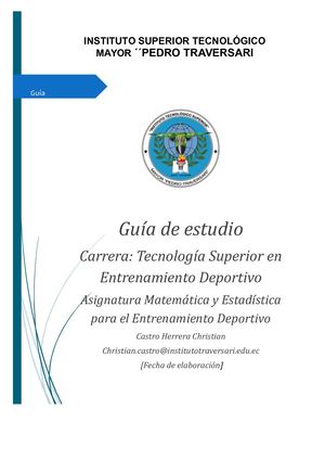 Guia Didactica De Estudio Matematica Y Estadistica Entrenamiento