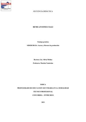 Actividad Clase 3 Secuencia Didáctica Siderurgia El Hierro Y El Acero