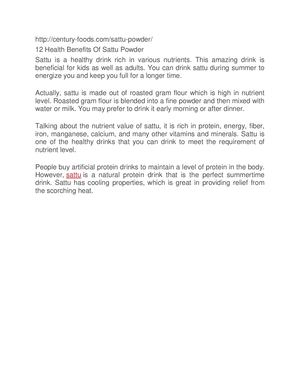 12 Benifits Of Sattu Powder