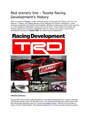 Red Scenery Line Toyota Racing Development History
