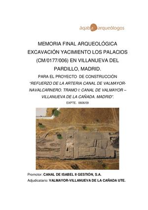 Memoria Yacimiento Los Palacios Villanueva del Pardillo