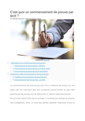 [Résolu] Un commencement de preuve par écrit