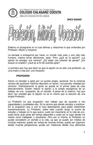 Profesión, Misión Y Vocación