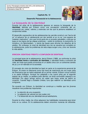 Clase 15 Psicologia Evolutiva Del Del Niño Tema Desarrollo Psicosocial En La Adolescencia Primera Parte