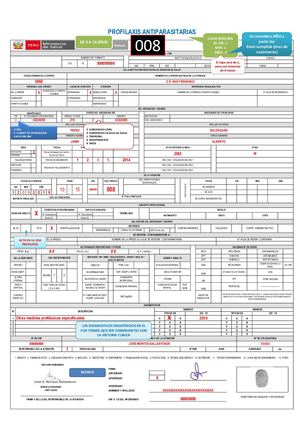 MODELOS DE FUAS PRESENCIALES 008 PROFFILAXIS ANTIPARASITARIAS
