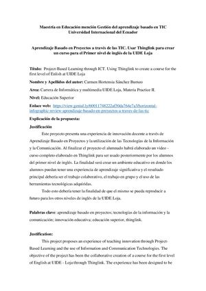 Usar Thinglink para crear un curso para el Primer nivel de inglés de la UIDE Loja