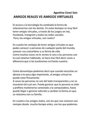 Amigos Reales Vs Amigos Virtuales