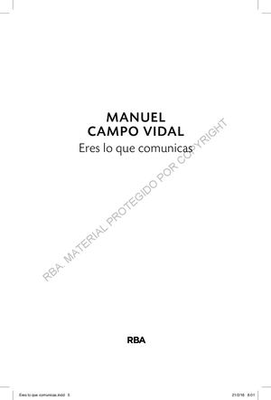 Libro Eres Lo Que Comunicas Manuel Campo Vidal