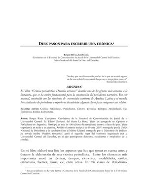 Diez Pasos Para Escribir Una Cronica