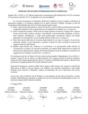 Obbligo vaccini dipendenti Rsa