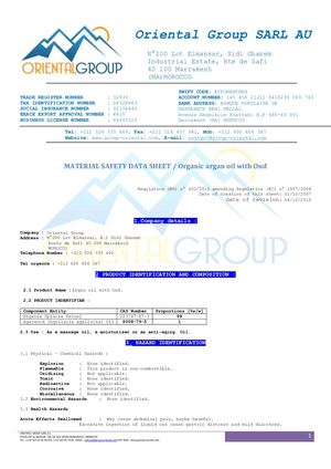 MATERIAL SAFETY DATA SHEET Argan Oil With Oud