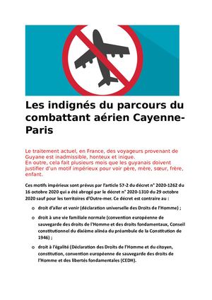 Temoignages Vols Cayenne Paris