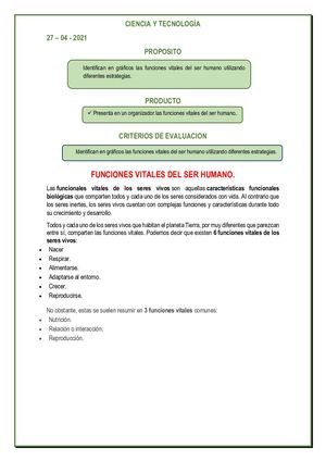 Ciencia Y Tecnología Día 27 De Abril