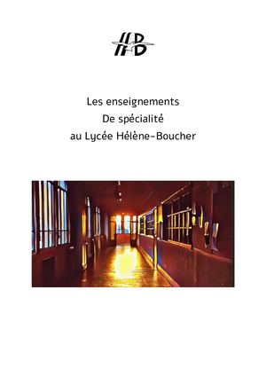 Spécialités au Lycée Hélène-Boucher XXème