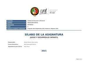 Sílabo de  Juego Y Desarrollo Infantil 2