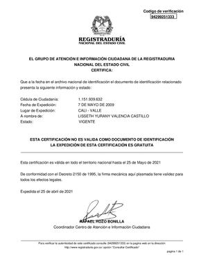 Certificado Estado Cedula 1151939632