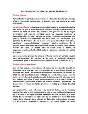Tutoría 1 Ped Inf Proceso De La Lectura En La Primera Infancia