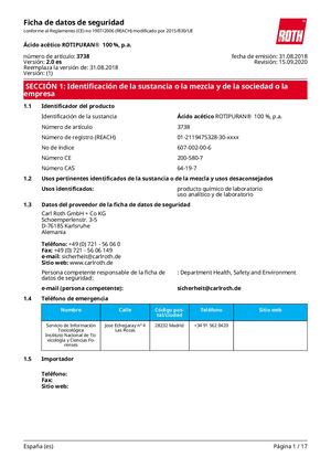 Otra Ficha De Seguridad Del áCido Acético
