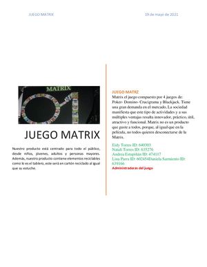 Revista Juego Matrix 2021