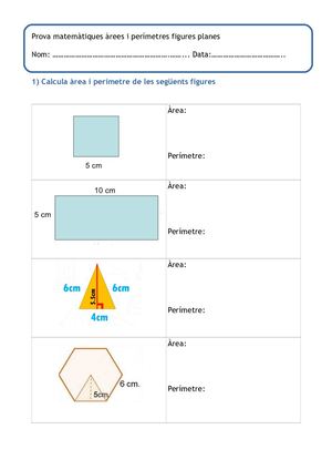 Prova Mates àrees I Perímetres Ordinari I Adaptat