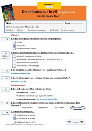Dix Minutes Sur Le Vif Corrigés