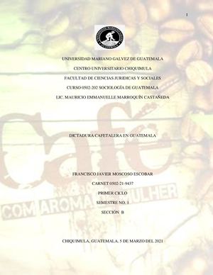 Dictadura Cafetalera En Guatemala FRAN