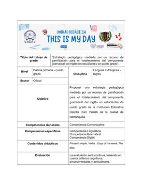 Plantilla De Unidad Didáctica