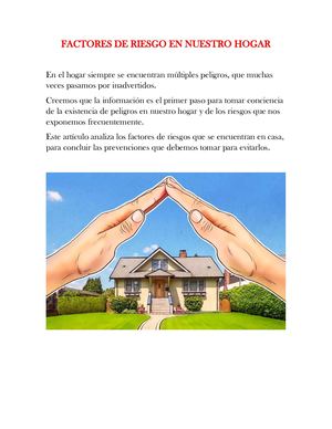 Factores De Riesgo En Nuestro Hogar