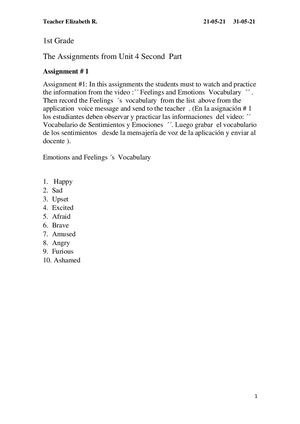Calaméo - The Assignments From Unit 4 Second Part 1st Grade Elizabeth Ro