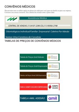 Convenios Medicos Planos De Saude Sp Tabela De Preços