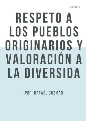 Respeto A Los Pueblos Originarios Y Valoración A La Diversidad