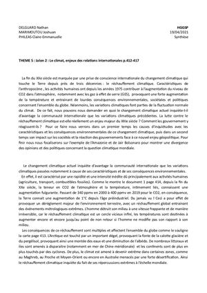 Hggsp Synthèse Climat