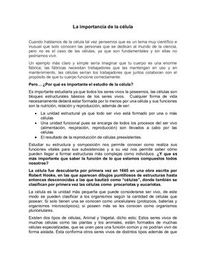 La Importancia De La Célula
