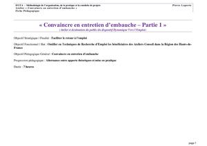 Fiche Pédagogique - Atelier Convaincre en entretien d'embauche - DVE