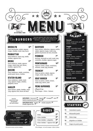 Menu UFA OF BURGER